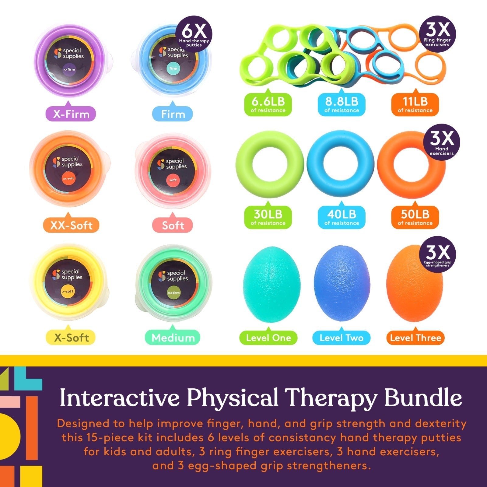 15 - Piece Hand Therapy Kit - Insight Family Market