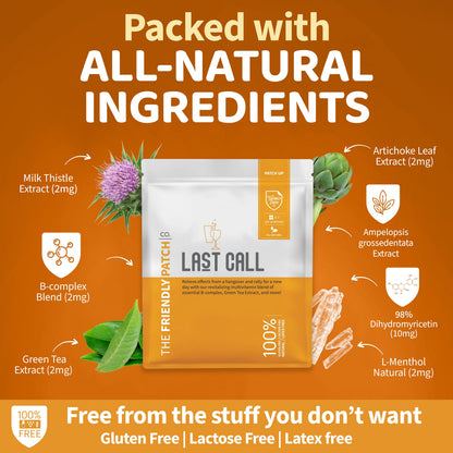Product packaging with natural ingredients listed on an orange background