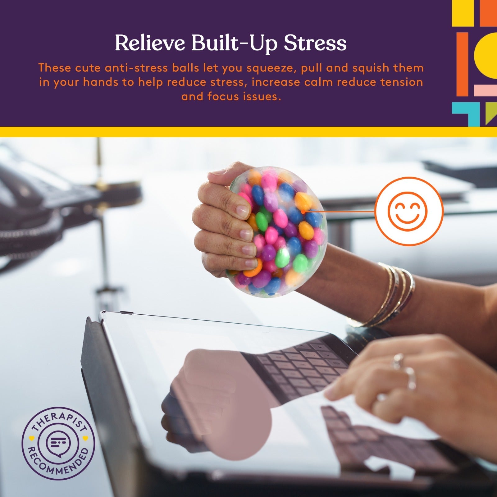 Squishy Stress Balls (2 - Pack) Squeeze, Color Sensory Toy - Relieve Tension, Stress - Home, Travel and Office Use - Fun for Kids and Adults (Huge) - Insight Family Market