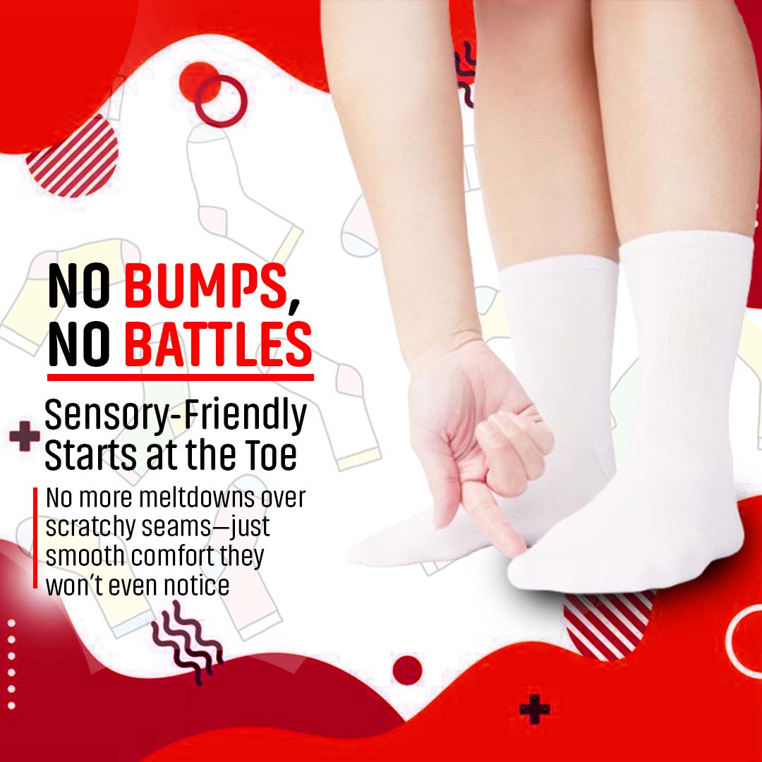 SmoothToe™ Essentials Crew – Seamless Toe Sensory - Friendly Socks 3 - Pack - Insight Family Market