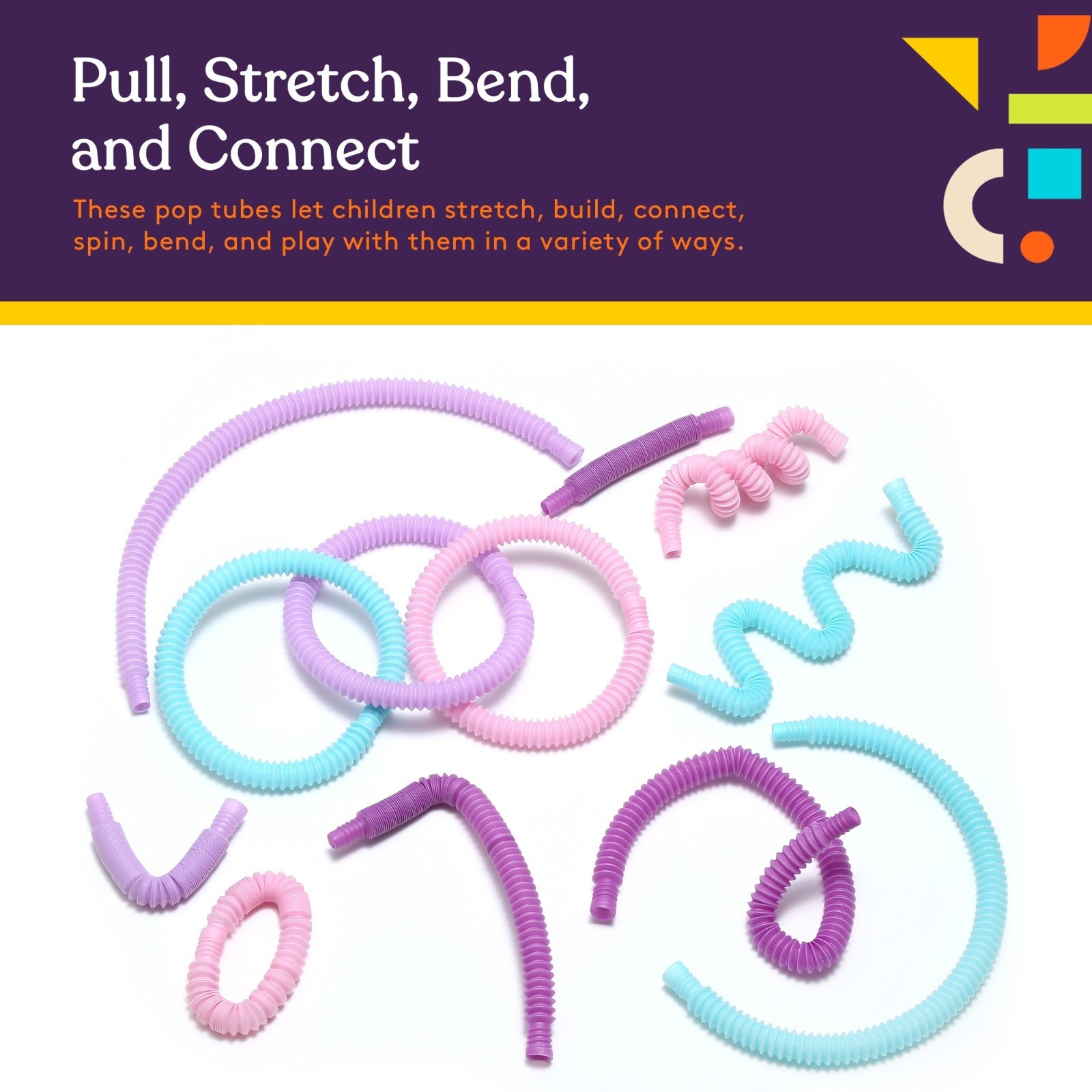 Special Supplies 12 - Pack MINI Fun Pull and Pop Tubes for Kids Stretch, Bend, Build, and Connect Toy, Provide Tactile and Auditory Sensory Play, Colorful, Heavy - Duty Plastic (Unicorn) - Insight Family Market