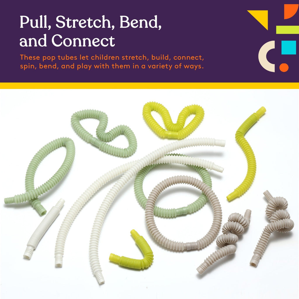 Special Supplies 12 - Pack MINI Fun Pull and Pop Tubes for Kids Stretch, Bend, Build, and Connect Toy, Provide Tactile and Auditory Sensory Play, Colorful, Heavy - Duty Plastic (Camo) - Insight Family Market
