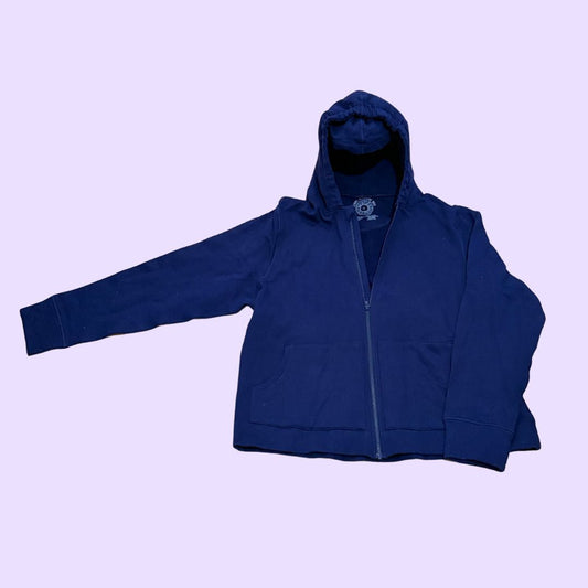 Blue hoodie on a light purple background