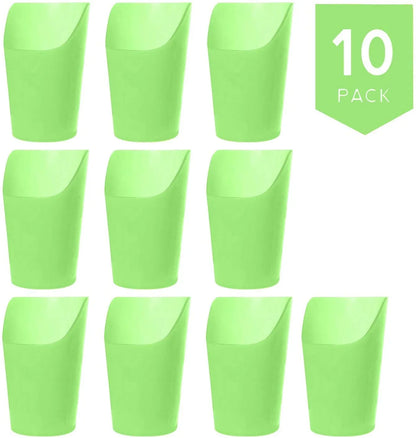10 pack of green silicone sensory drinking cups with cutout rim for easy sipping
