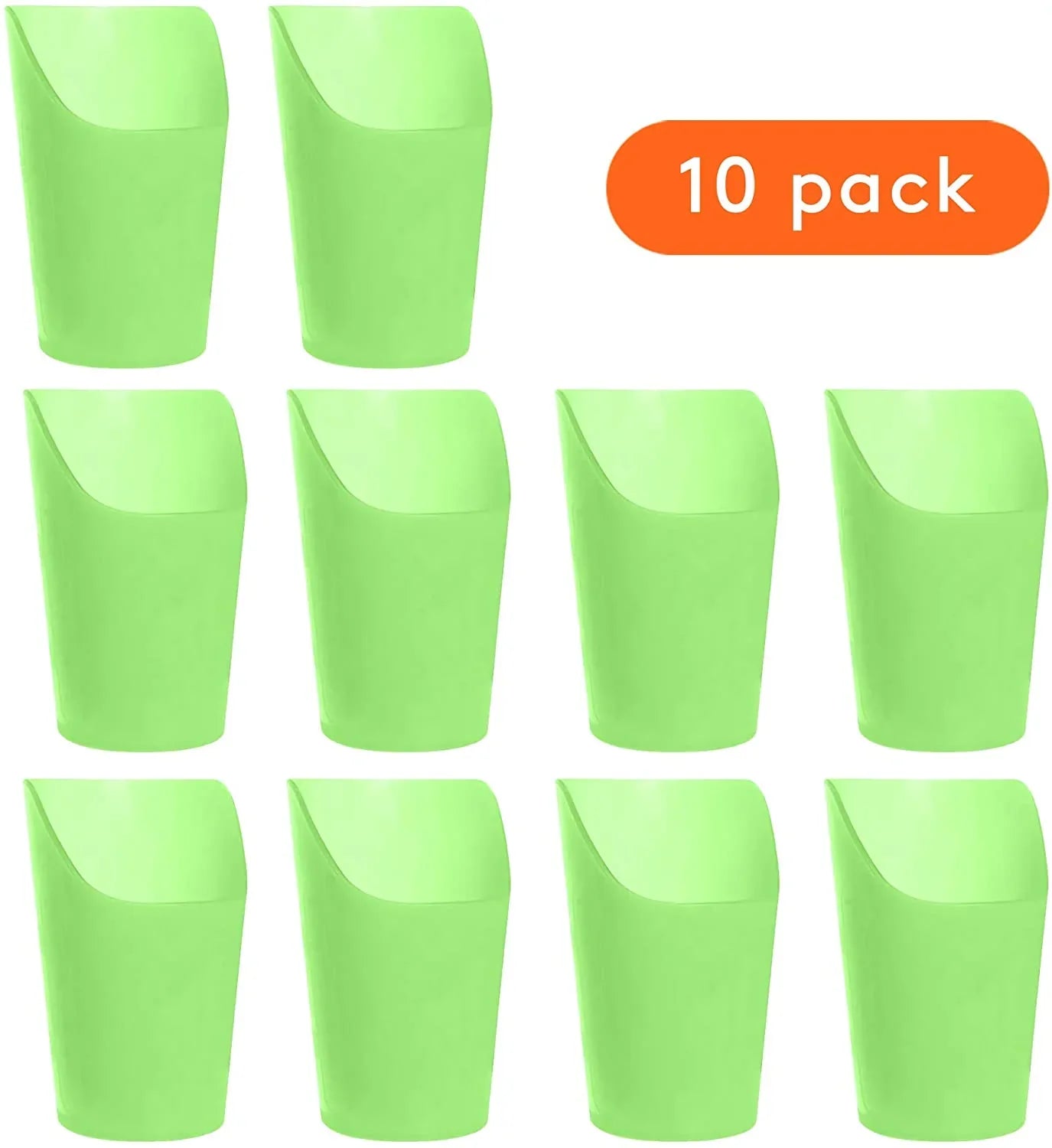 Set of 10 green nosey cups for sensory-friendly drinking and adaptive feeding