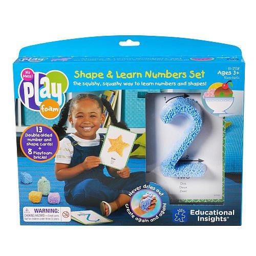 Educational Insights Playfoam Shape & Learn Numbers Set with blue foam number, for ages 3+, sensory learning toy