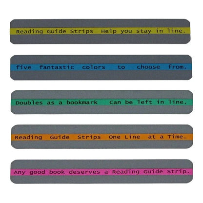 Colorful reading guide strips for ADHD, dyslexia, and sensory-friendly learning support.