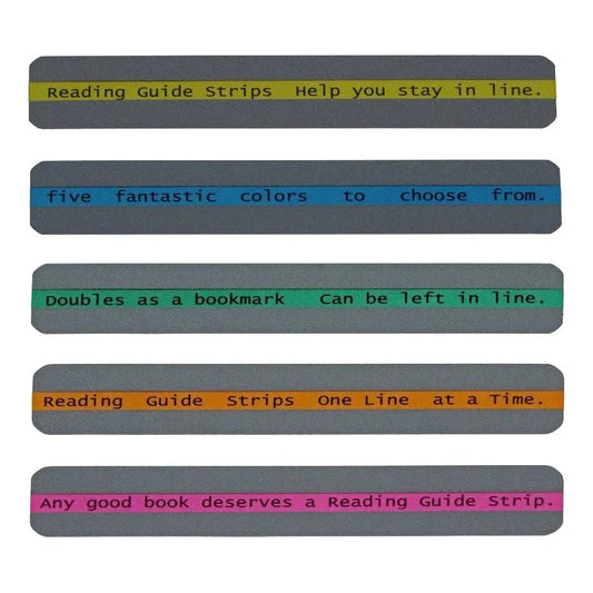 Colorful reading guide strips for ADHD, dyslexia, and sensory-friendly learning support.