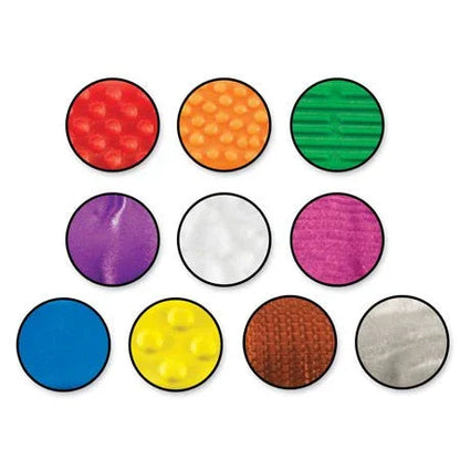 Set of ten colorful sensory texture circles for tactile learning and sensory play