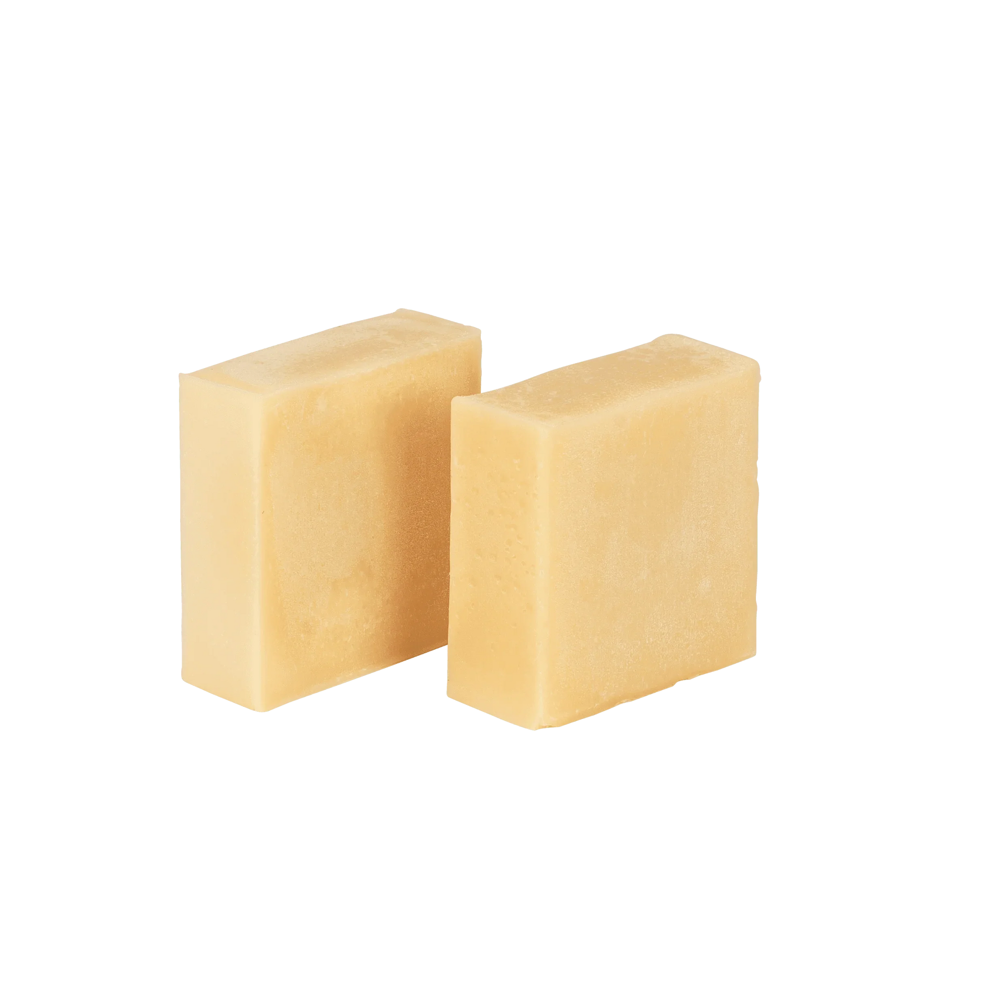 Natural shampoo bar with probiotics and essential oils, two beige solid bars
