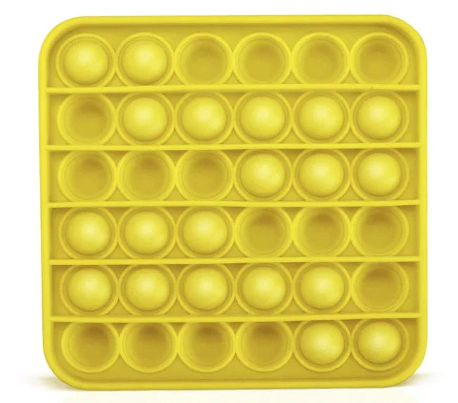 Yellow square silicone sensory fidget bubble popper toy for anxiety and focus support