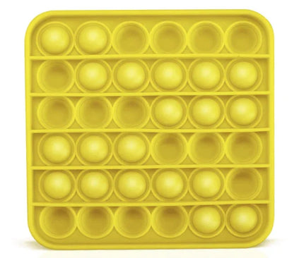 Yellow square silicone sensory fidget bubble popper toy for anxiety and focus support