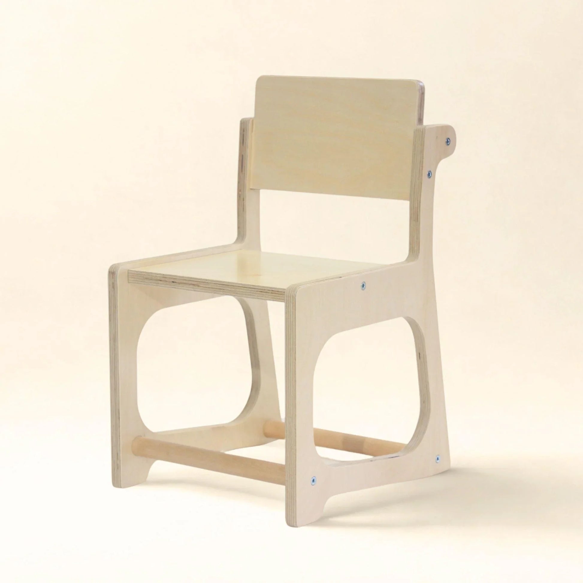 Montessori preschool chair, natural wood, ergonomic design, child-sized furniture
