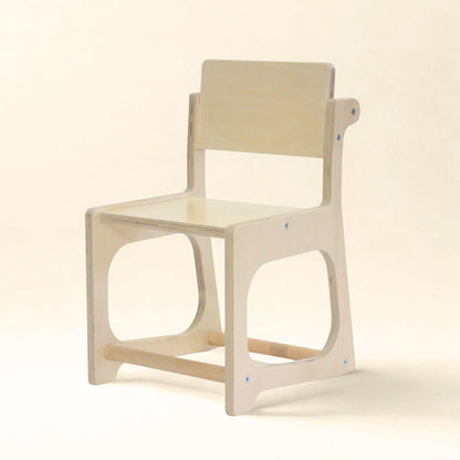 Montessori preschool chair, natural wood, ergonomic design, child-sized furniture