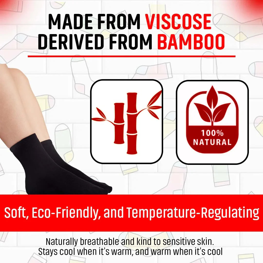 Black bamboo viscose crew socks, eco-friendly, natural, soft, for sensitive skin