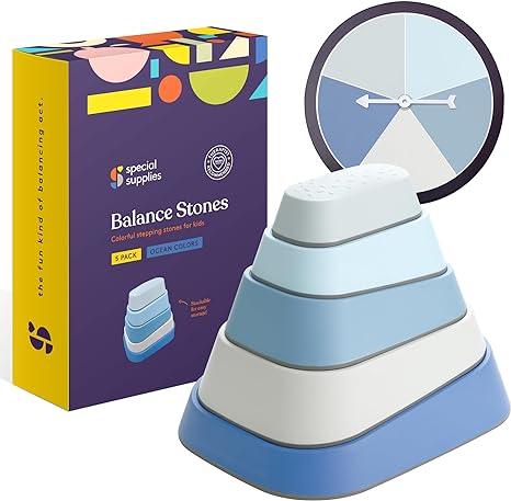 Ocean color balance stones stacking toy set for kids with packaging and spinner included