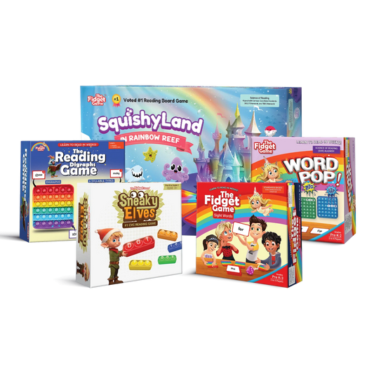 Colorful early literacy board games for kids, featuring reading and sight word activities.