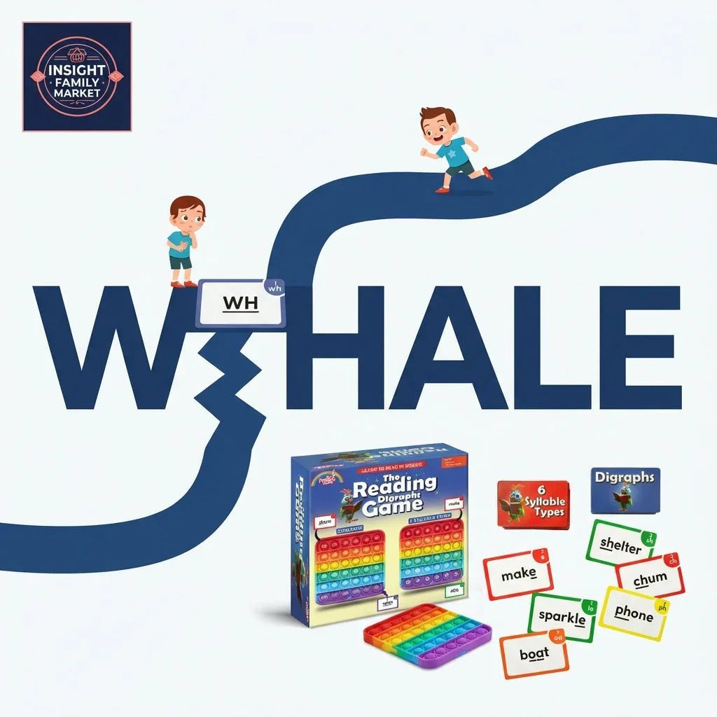 Interactive reading game for kids with digraphs, word cards, and colorful pop-it boards