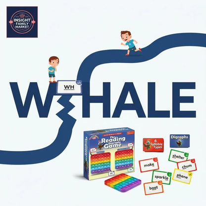 Interactive reading game for kids with digraphs, word cards, and colorful pop-it boards