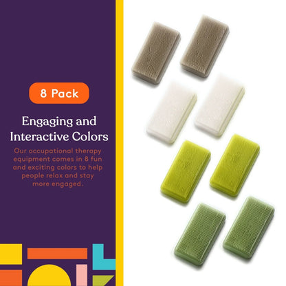 Set of eight sensory brushes in assorted interactive colors for occupational therapy use.