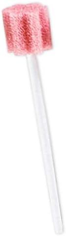 Pink oral swab with soft textured foam tip and clear stick handle for sensory care