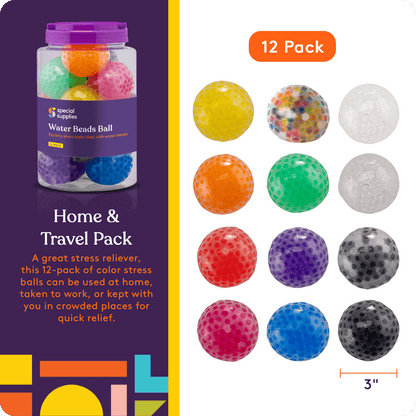 Water Beads Stress Ball (Multi - Color): 12 Pack - Insight Family Market