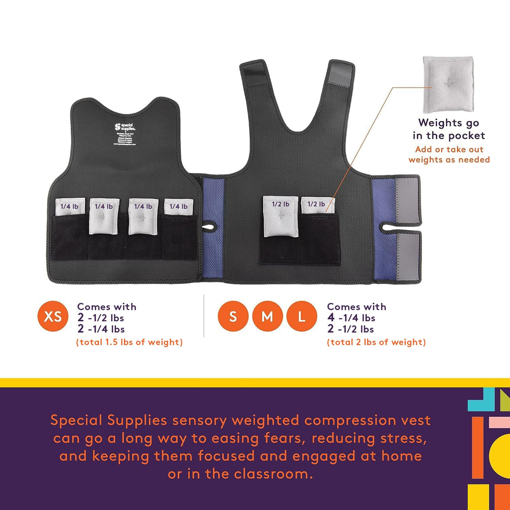 WEIGHTED - Sensory Compression Vest for Kids with Processing Disorders ADHD and Autism Calming and Supportive with Adjustable Weight Fit - Insight Family Market