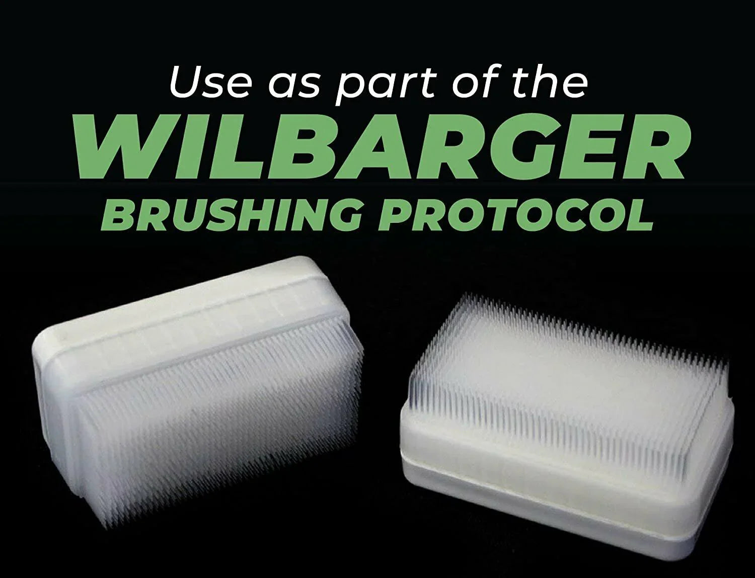 Two sensory brushes for Wilbarger Brushing Protocol, shown on a black background.