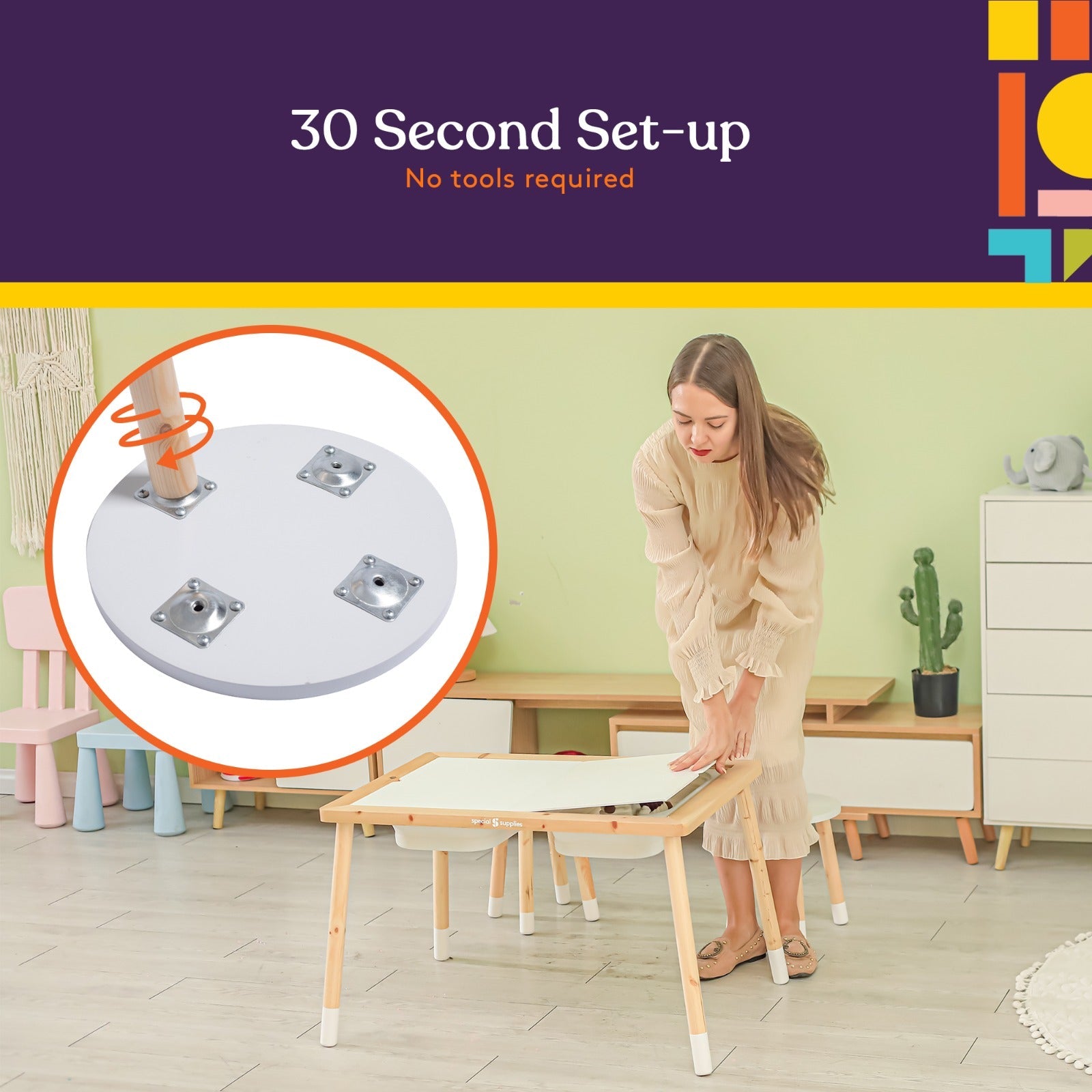 Kid’s Sensory Table Set with Deep Water and Sand Bins, Writable Lids, Chalk and Dry Erase Markers, and 2 Children’s Stools - Insight Family Market