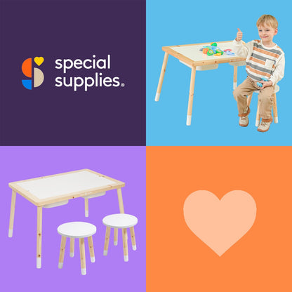 Kid’s Sensory Table Set with Deep Water and Sand Bins, Writable Lids, Chalk and Dry Erase Markers, and 2 Children’s Stools - Insight Family Market